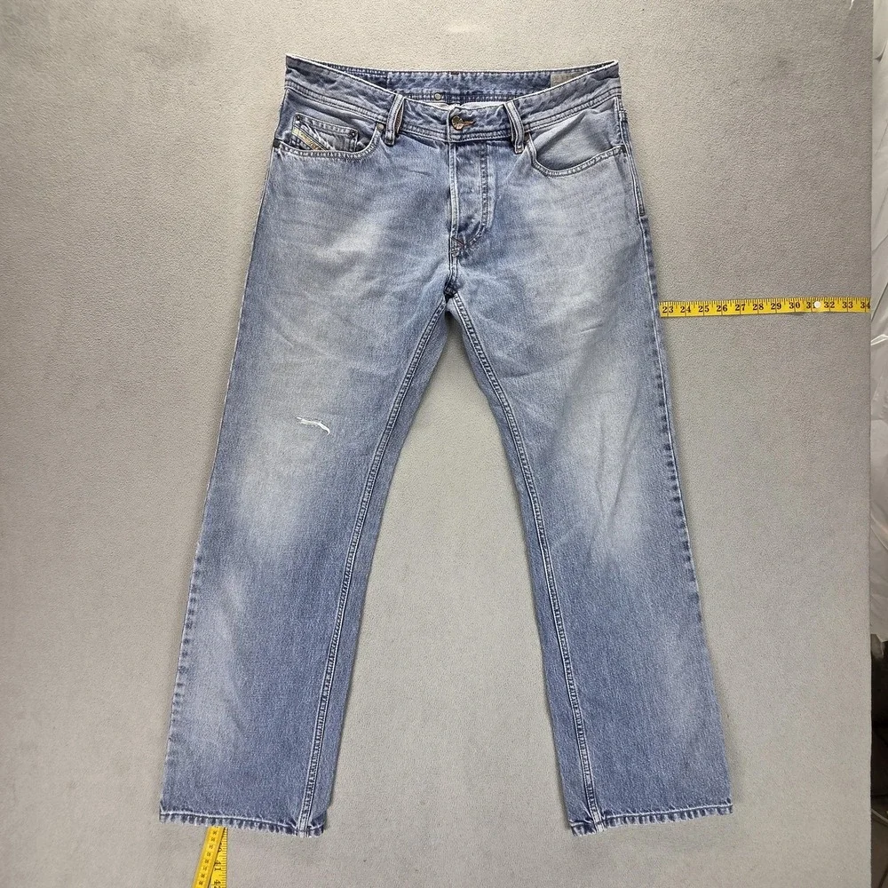 Diesel Jeans Mens 34x30 Blue Larkee Regular Straight Distressed Button Fly 0800Z